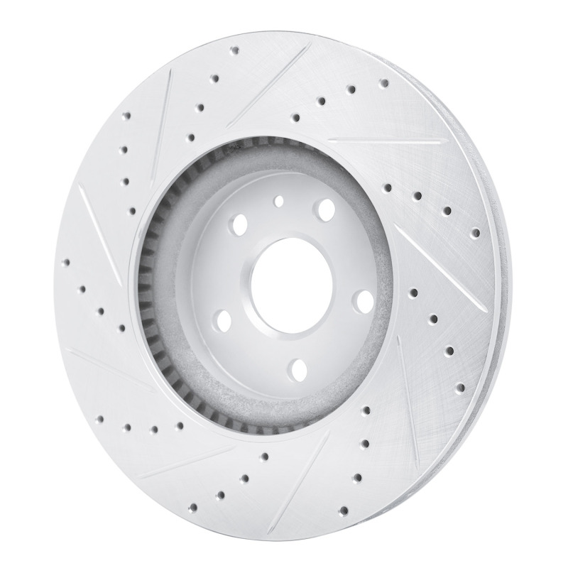 Buick Regal Brake Rotor (1) - Front Right - R1 Concepts - Drilled & Slotted - Silver - `13-`19